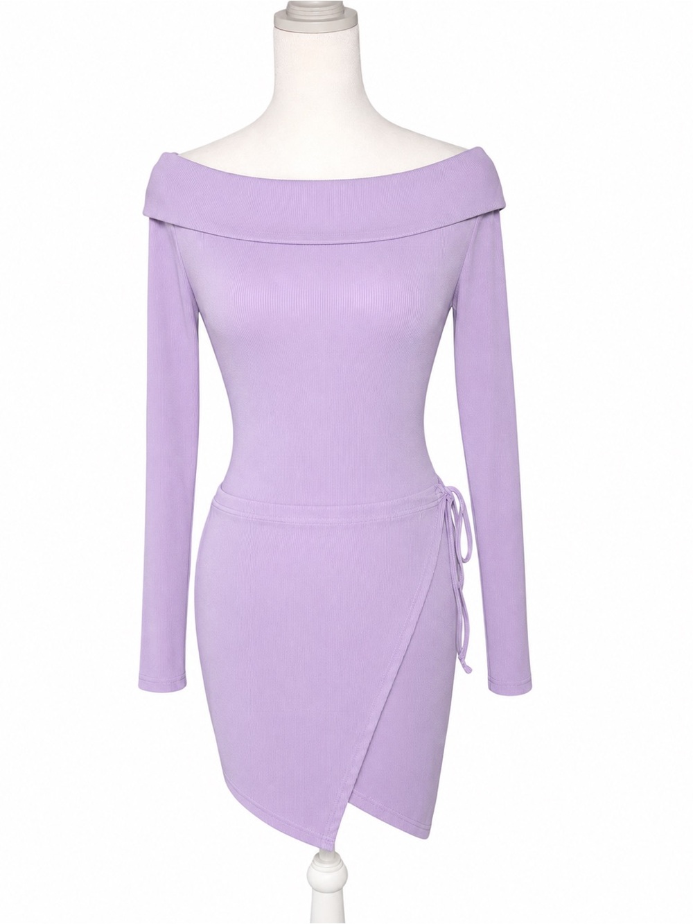 Lavender Off-the-Shoulder Long Sleeve Two Piece Size: S